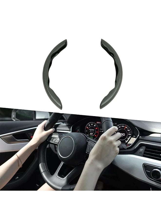 MOB Carbon Fiber Texture Steering Wheel Cover Pad – Universal Fit 32cm, Anti-Slip Hand Grip, Heat-Resistant & Cold-Resistant, Easy Install Half Design for All Season Driving Comfort – Black - Image 4