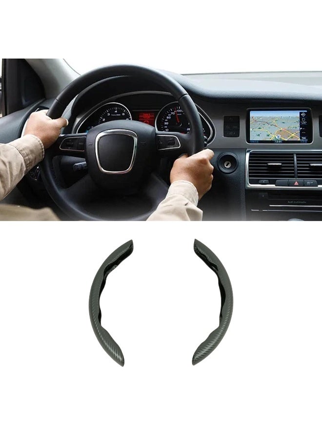 MOB Carbon Fiber Texture Steering Wheel Cover Pad – Universal Fit 32cm, Anti-Slip Hand Grip, Heat-Resistant & Cold-Resistant, Easy Install Half Design for All Season Driving Comfort – Black - Image 5