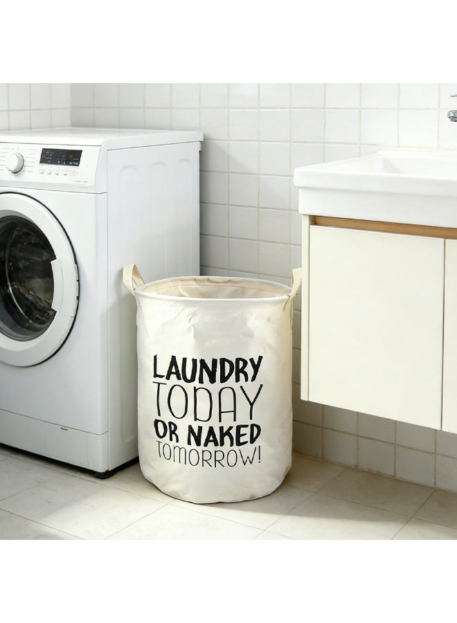 سلة غسيل قابلة للطي من القماش لتخزين الملابس المتسخة والدمى - Image 1