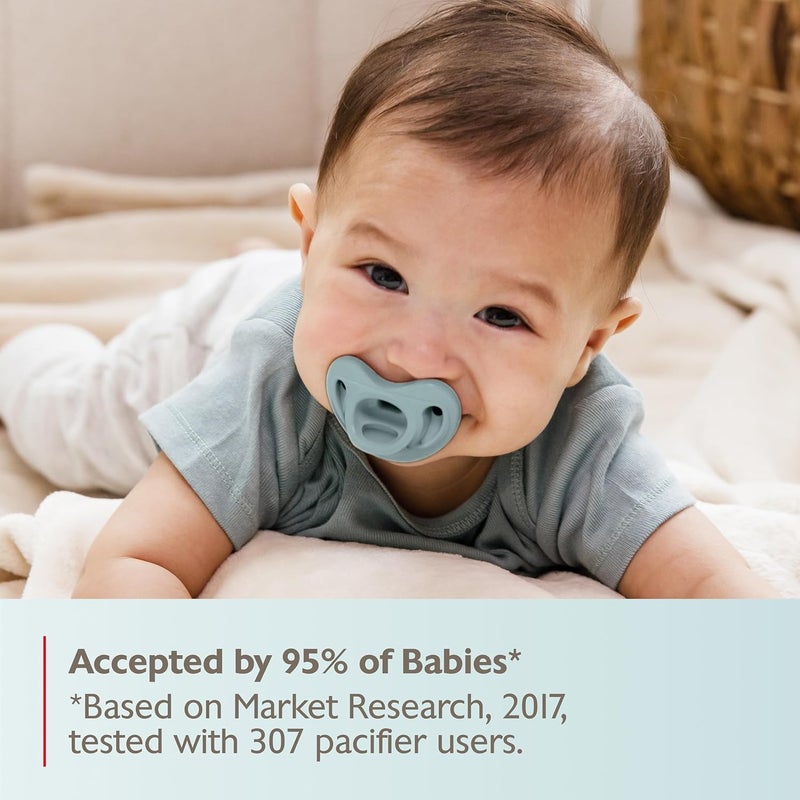 NUK لهايات نوك 100% سيليكون مريحة تقويم الأسنان، 0-6 أشهر، أزرق أنيق، مجموعة خالدة، 5 قطع - Image 5