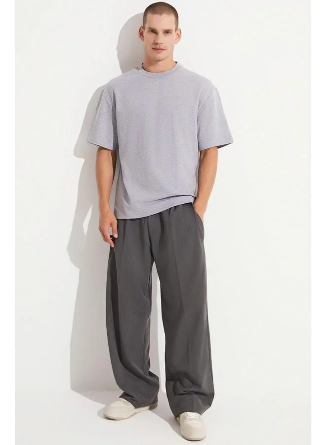 جون June Men Oversize 100% Cotton Crew Neck Tshirt Grey