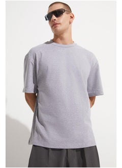 JUNE June Men Oversize 100% Cotton Crew Neck Tshirt Grey  - Image 2