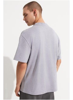 JUNE June Men Oversize 100% Cotton Crew Neck Tshirt Grey  - Image 4