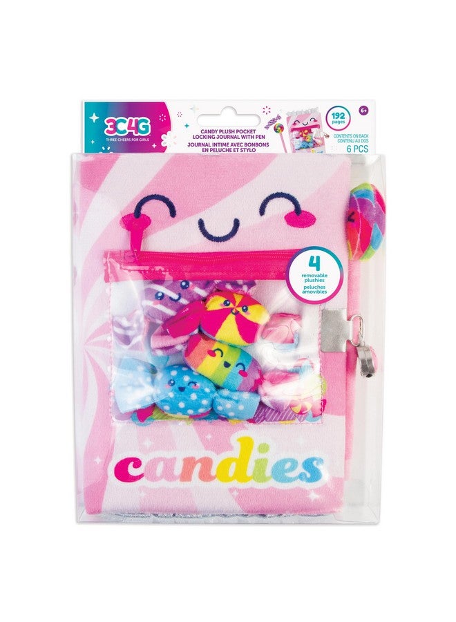 3C4G 3C4G: Candy Plush Pocket Locking Journal with Pen - Zipper Pouch Holds 4 Removable Candy Plushies, 192 Pages, Take Notes-Sketch-Design, Ages 6+  - Image 1