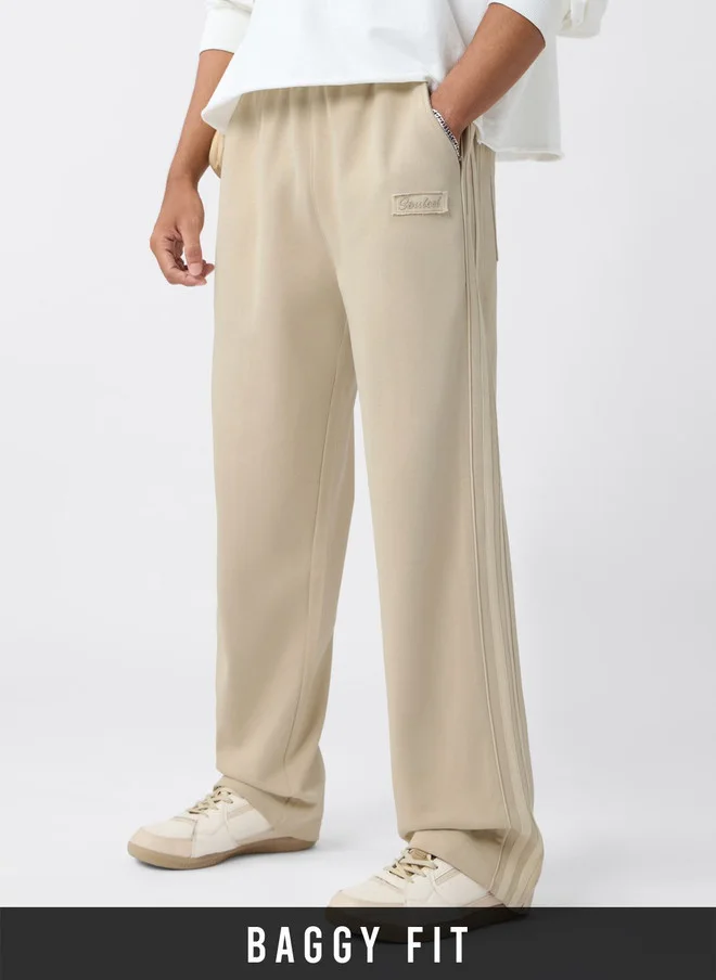 The Souled Store Men Oversized Fit Printed Cream Joggers