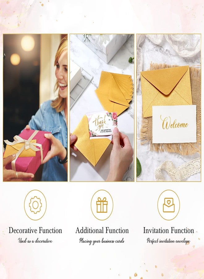 Yahenda 200 Count Gold Mini Gift Card Envelopes Bulk Valentines Wedding Pocket Small Envelopes Gift Card Sleeves Greeting Business Tiny Pocket 4 x 2.7 Inch for Holidays Wedding Baby Shower Birthday - Image 3