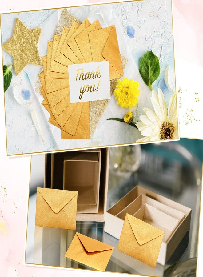 Yahenda 200 Count Gold Mini Gift Card Envelopes Bulk Valentines Wedding Pocket Small Envelopes Gift Card Sleeves Greeting Business Tiny Pocket 4 x 2.7 Inch for Holidays Wedding Baby Shower Birthday - Image 2