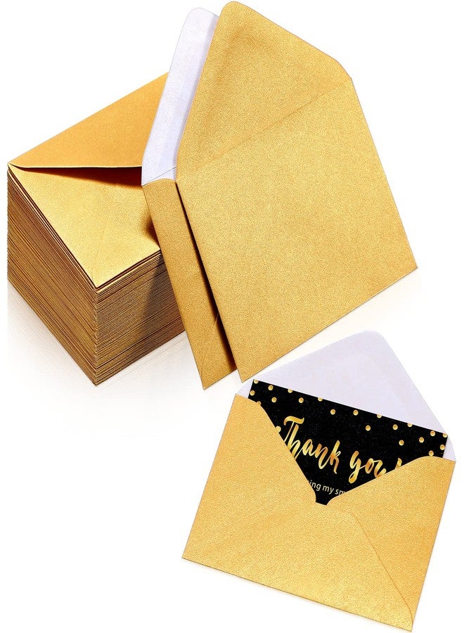 Yahenda 200 Count Gold Mini Gift Card Envelopes Bulk Valentines Wedding Pocket Small Envelopes Gift Card Sleeves Greeting Business Tiny Pocket 4 x 2.7 Inch for Holidays Wedding Baby Shower Birthday - Image 1