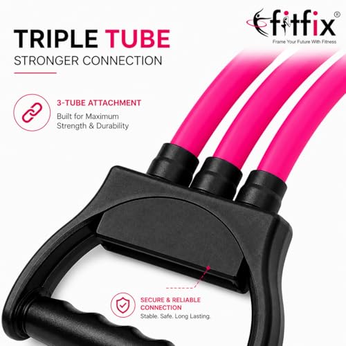 Fitfix® Triple Tube Resistance Band with Handles – Heavy Duty Exercise Tube for Home Gym, Strength Training, Yoga, Stretching & Full Body Workout Equipment for Men & Women (Colours May Vary) - Image 3