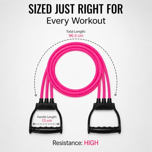 Fitfix® Triple Tube Resistance Band with Handles – Heavy Duty Exercise Tube for Home Gym, Strength Training, Yoga, Stretching & Full Body Workout Equipment for Men & Women (Colours May Vary) - Image 4