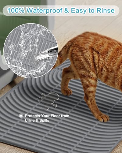Kabeyoe Silicone Cat Litter Mat XL, 47'' x 35'', Extra Large Waterproof Trapping Mat for Litter Box, Easy Clean & Non-Slip - Image 3