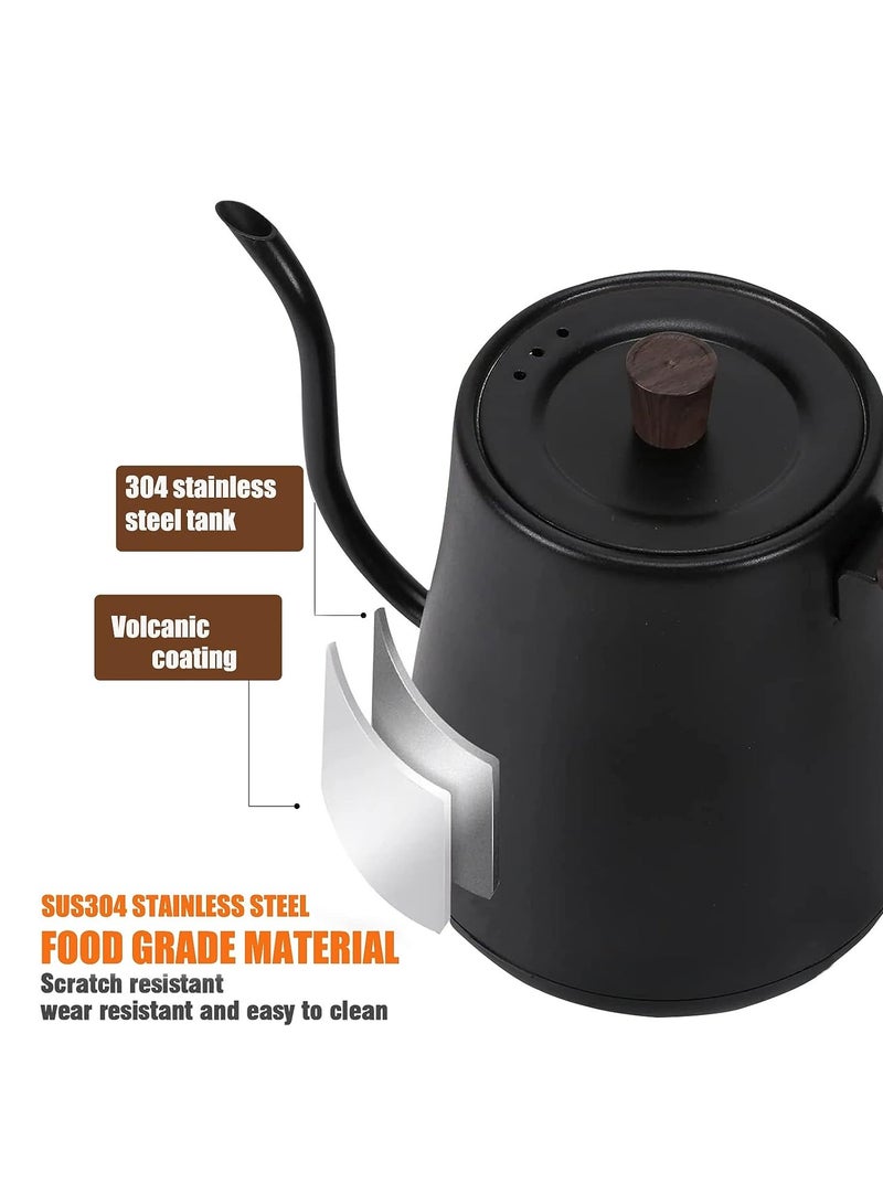 BARISTA Electric Stainless Steel Gooseneck Kettle for Pour-over Coffee & Tea, 1000W Quick Heating, Temp Holding, BPA Free, Auto Shut Off, 0.8L - Image 3