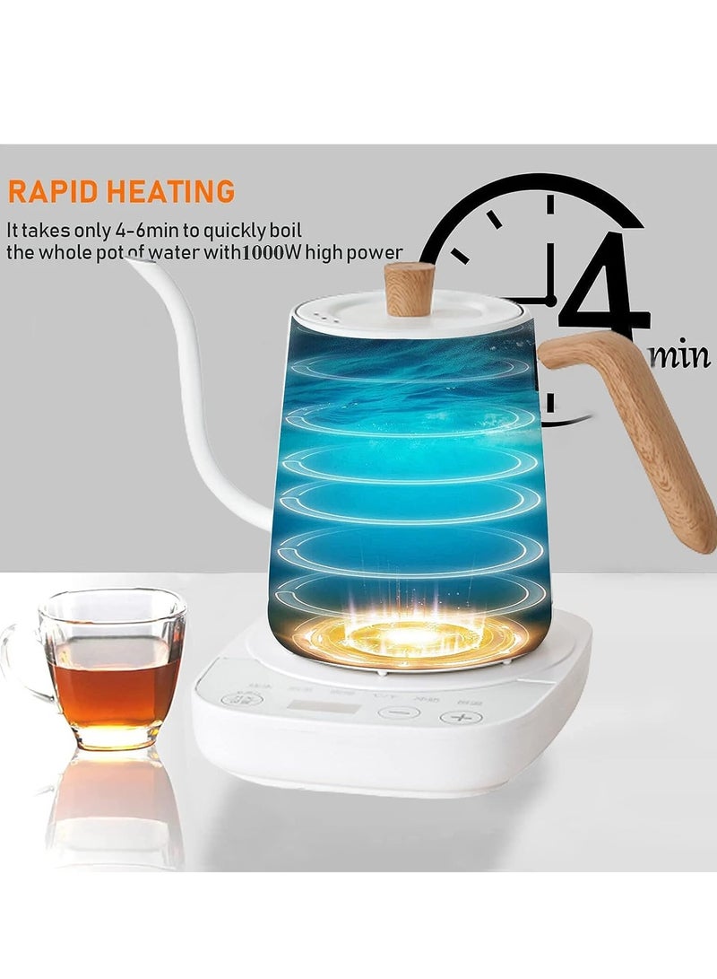 BARISTA Electric Stainless Steel Gooseneck Kettle for Pour-over Coffee & Tea, 1000W Quick Heating, Temp Holding, BPA Free, Auto Shut Off, 0.8L - Image 4