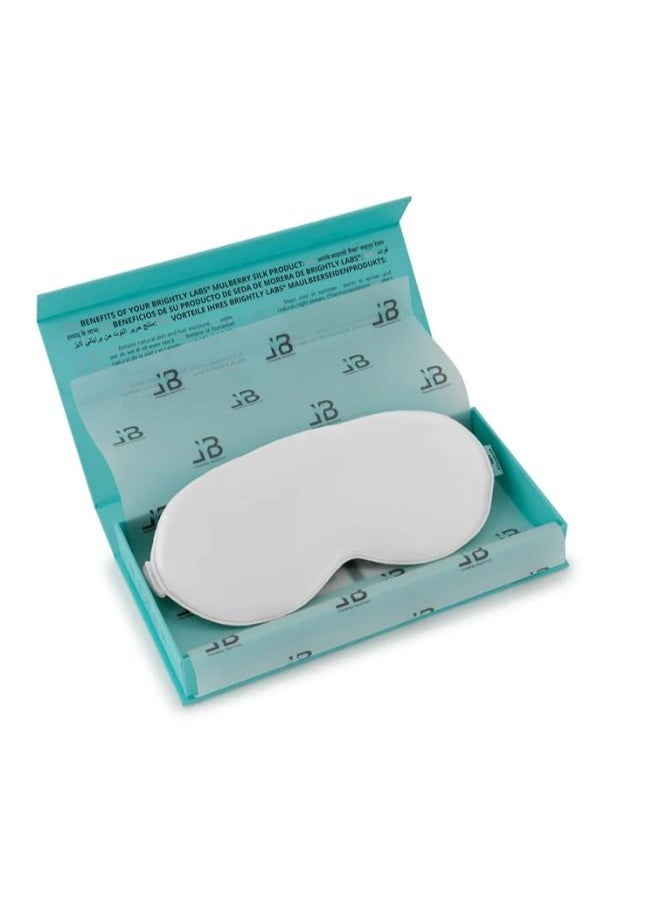 BRIGHTLY LABS - Pure Mulberry Silk Contour Eyemask, Ultimate Sleeping Aid for Full Night's Sleep, Super Soft and Comfortable Sleep Mask, Elastic Strap, 22 Momme, infused with Silver Ions, White - Image 1