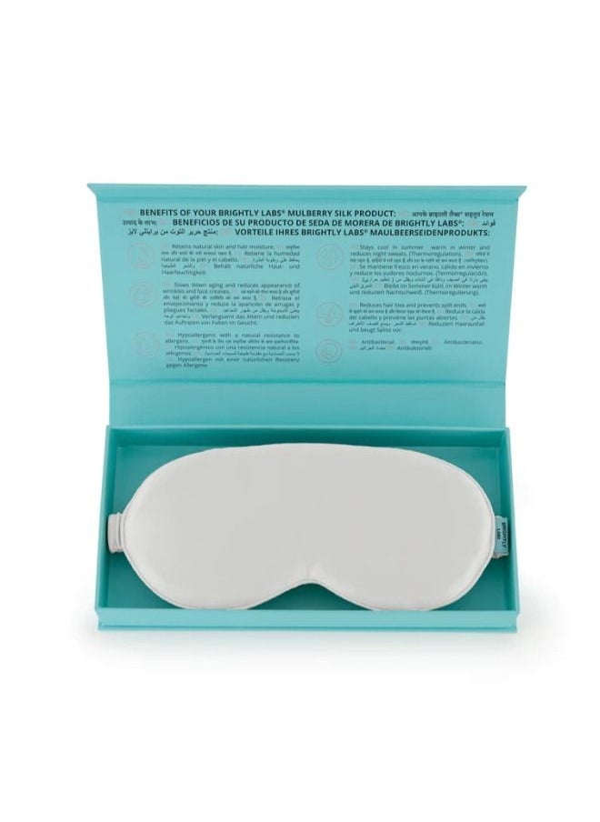 BRIGHTLY LABS - Pure Mulberry Silk Contour Eyemask, Ultimate Sleeping Aid for Full Night's Sleep, Super Soft and Comfortable Sleep Mask, Elastic Strap, 22 Momme, infused with Silver Ions, White - Image 1