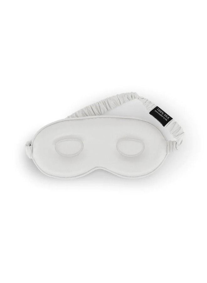 BRIGHTLY LABS - Pure Mulberry Silk Contour Eyemask, Ultimate Sleeping Aid for Full Night's Sleep, Super Soft and Comfortable Sleep Mask, Elastic Strap, 22 Momme, infused with Silver Ions, White - Image 1