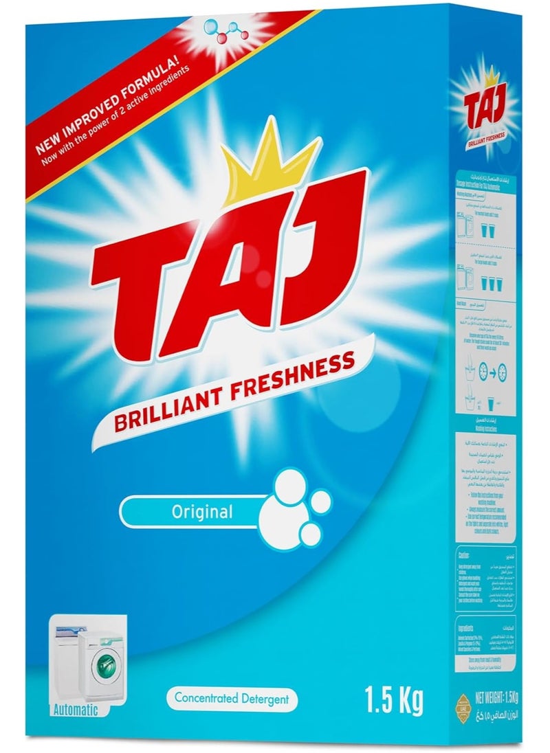 TAJ Taj Washing Powder- Laundry Detergent Powder - Deep Cleaning Original Scent Brilliant Freshness -Automatic Washing Machine Detergent Powder - 1.5kg  - Image 1