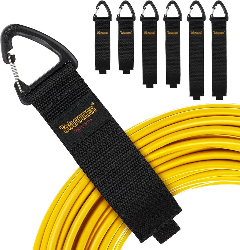 Trilancer Hook-and-Loop Storage Straps with Triangular Buckle to Hang on Walls for Cables, Wires, Rope, Hoses, Organization for Home, Garage or Workshop, Patent Design（2*S，2*M，2*L） - Image 1