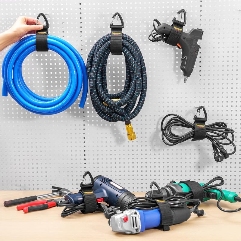 Trilancer Hook-and-Loop Storage Straps with Triangular Buckle to Hang on Walls for Cables, Wires, Rope, Hoses, Organization for Home, Garage or Workshop, Patent Design（2*S，2*M，2*L） - Image 4