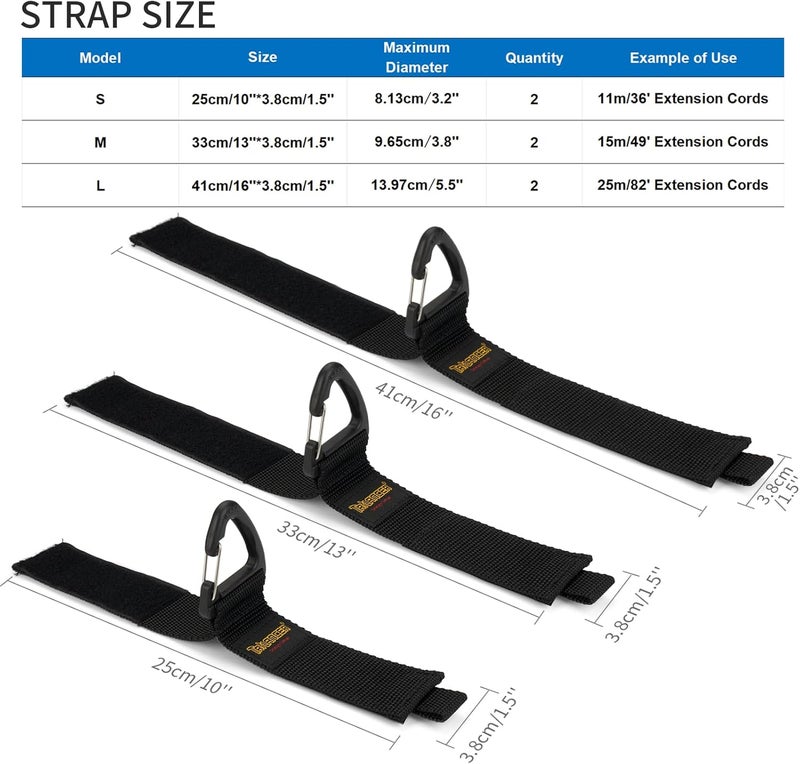 Trilancer Hook-and-Loop Storage Straps with Triangular Buckle to Hang on Walls for Cables, Wires, Rope, Hoses, Organization for Home, Garage or Workshop, Patent Design（2*S，2*M，2*L） - Image 2