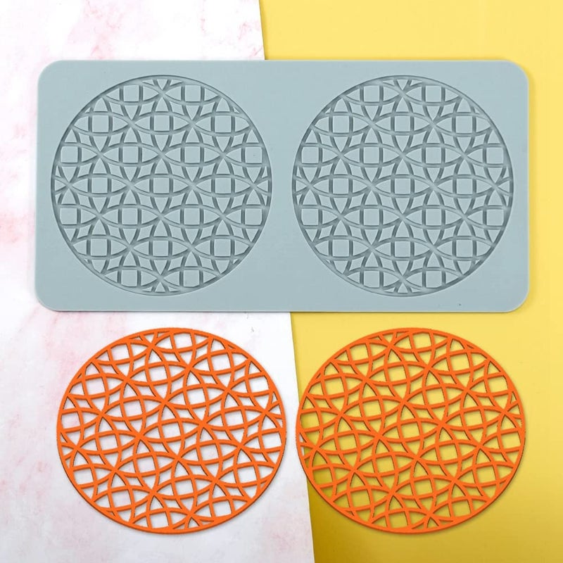 TUKE Lace Molds for Cake Decorating 3D Leaf Silicone Molds for Baking Gummy Molds Clay Fondant Molds Lace Mats Flower Honeycomb Bee Pattern for Sugar Chocolate Polymer (Circles_11.2x5.68x0.12inch_Y) - Image 2