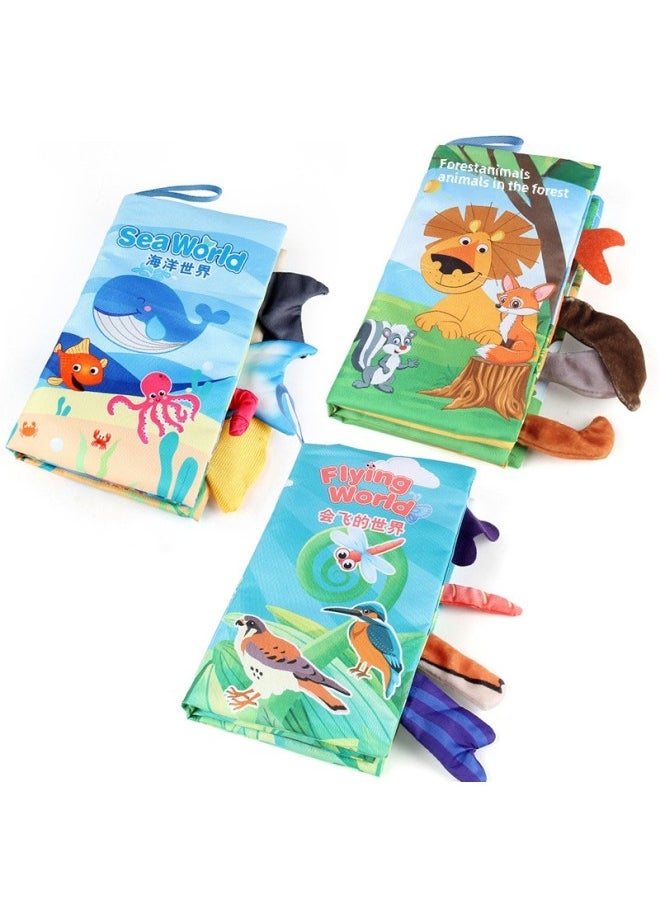 Generic - Baby Baby Sea Land Air Tail Cloth Book Chinese And English Ocean Forest Flying Animals Palm Book Early Education Toys-Color:JL565-1-2-3-4 Tail Cloth Book (4 1 Set) 150g - Image 1
