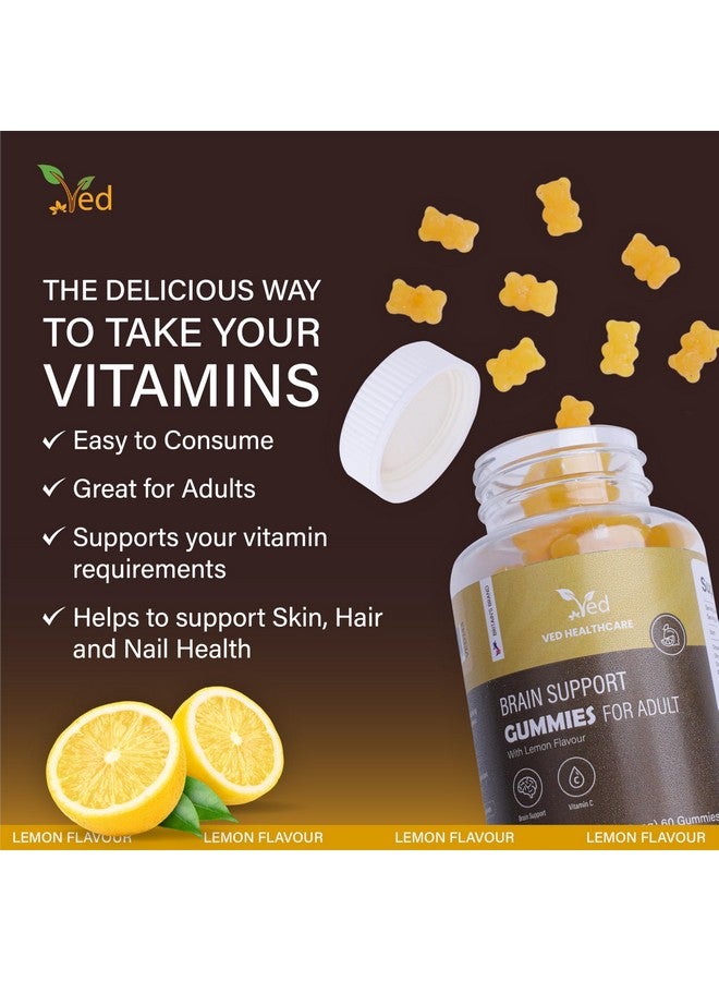 Ved Brain Support Gummies for Adult ; BSA Chews Lemon Flavour, Raw Unfiltered Omega 3-6-9 & DHA Gummies, Vegetarian Vegan Health Supplement for Men and Women- 60 Chews 20 Days’ Supply - Image 3