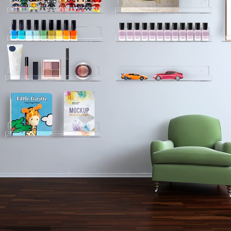 Cerpourt 8 Pack Nail Polish Rack Wall Mounted ShelfClear Acrylic Nail Polish Organizer DisplayClear Nail Polish Wall Rack Nail Supplies for Nail Techs - Image 2