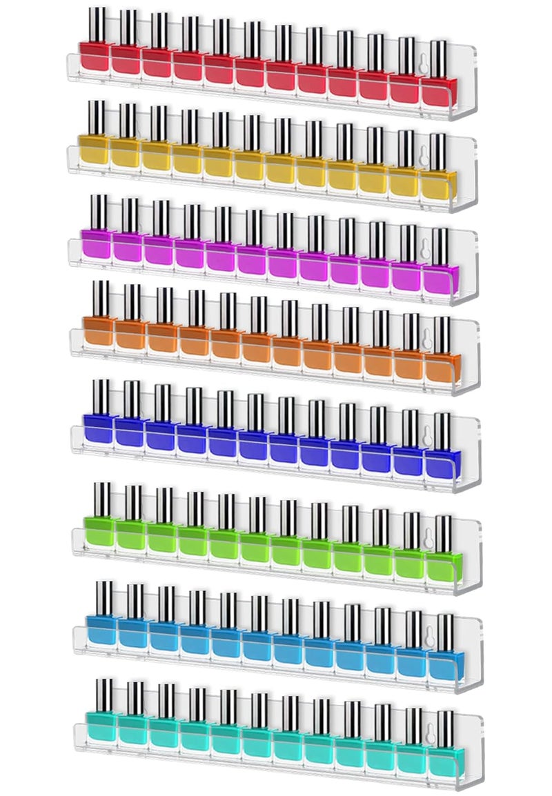 Cerpourt 8 Pack Nail Polish Rack Wall Mounted ShelfClear Acrylic Nail Polish Organizer DisplayClear Nail Polish Wall Rack Nail Supplies for Nail Techs - Image 1