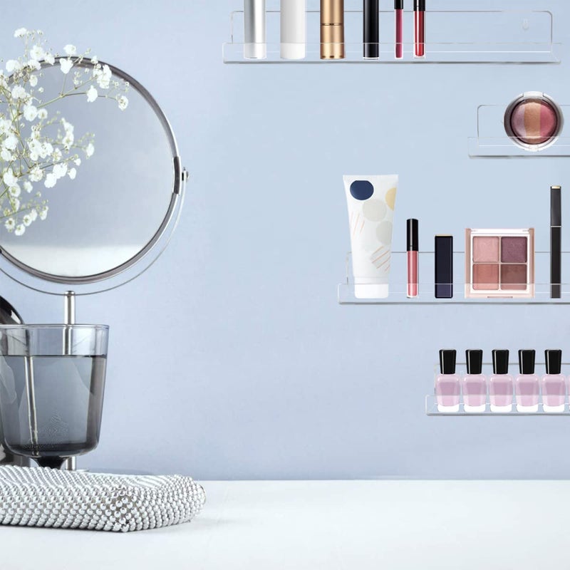 Cerpourt 8 Pack Nail Polish Rack Wall Mounted ShelfClear Acrylic Nail Polish Organizer DisplayClear Nail Polish Wall Rack Nail Supplies for Nail Techs - Image 5