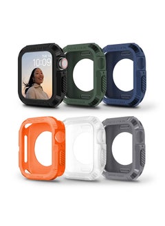 Matte Watch Cover for Apple Watch Ultra 49mm Case with Screen Protector (Pack of 6) Protective cover 360 Protection Shockproof Design - Multi Color