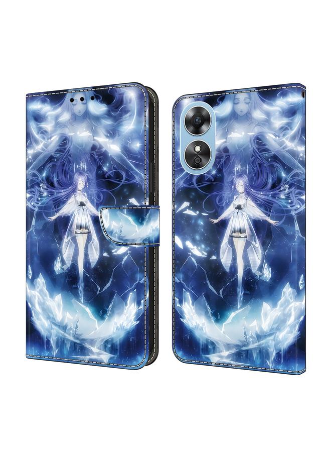 جراب هاتف جلدي مطلي بالكريستال لهاتف OPPO A17 (Magic Fairy)