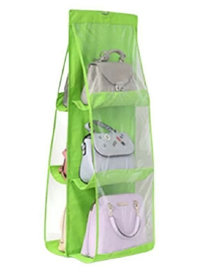 Hanging Bag Organizer with 6 Transparent Pockets Easy to Access, Space-Saving Design for Hanging in Closet or Over the Door to Store and Organize Handbags and Large Bags - Image 4
