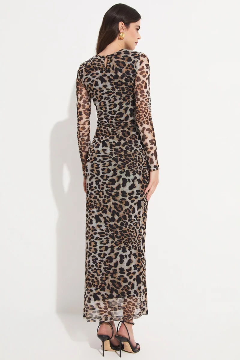 JUNE Women's Crew Neck Gathered Detail Maxi Dress