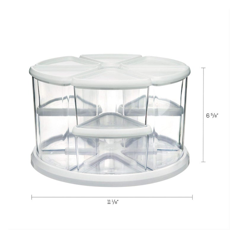 Deflecto Rotating Carousel Craft Organizer, 9-Canister, Includes 3" and 6" Canisters, Removable, Clear, Lids - Image 5