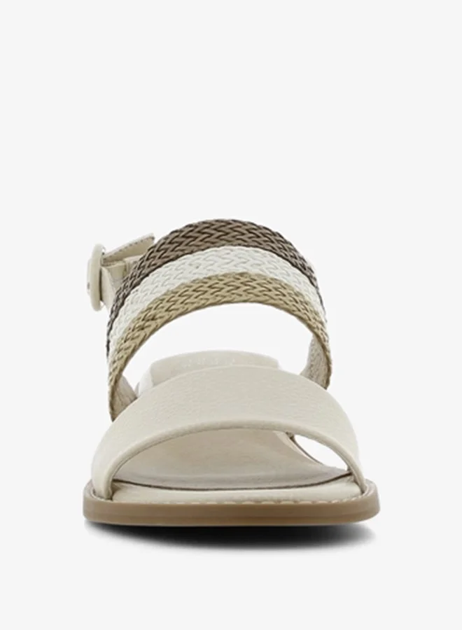 اس جي Women's Textured Sandals with Buckle Closure