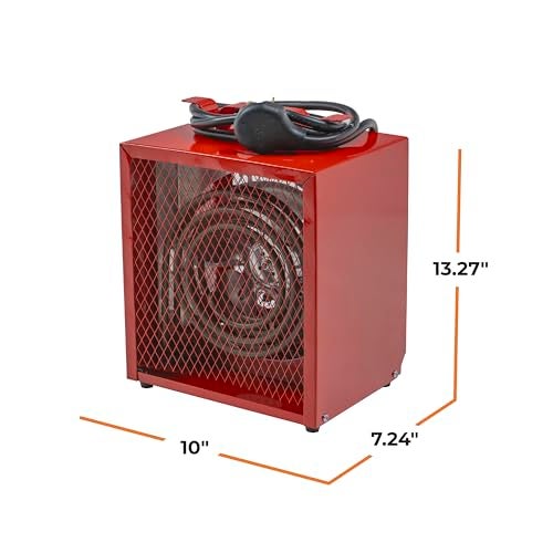 Comfort Zone CZ290 NEMA 6-30P 4,800-Watt Fan-Forced Industrial Heater, Integrated Thermostat Control, Heavy Gauge Steel, Carry Handle with Rubber Feet and Overheat Protection, Red - Image 5