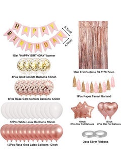 Rose Gold Birthday Party Decorations Kit, Confetti Foil Rose Gold Balloons Happy Birthday Banner Tassels Metallic Fringe Curtains 30Th 40Th 50Th 60Th Birthday Mother'S Day Supplies For Women - pzsku/ZB9EF19FDF588216322E6Z/45/_/1734347835/3bade38d-5467-4ed9-9721-84b970f47578