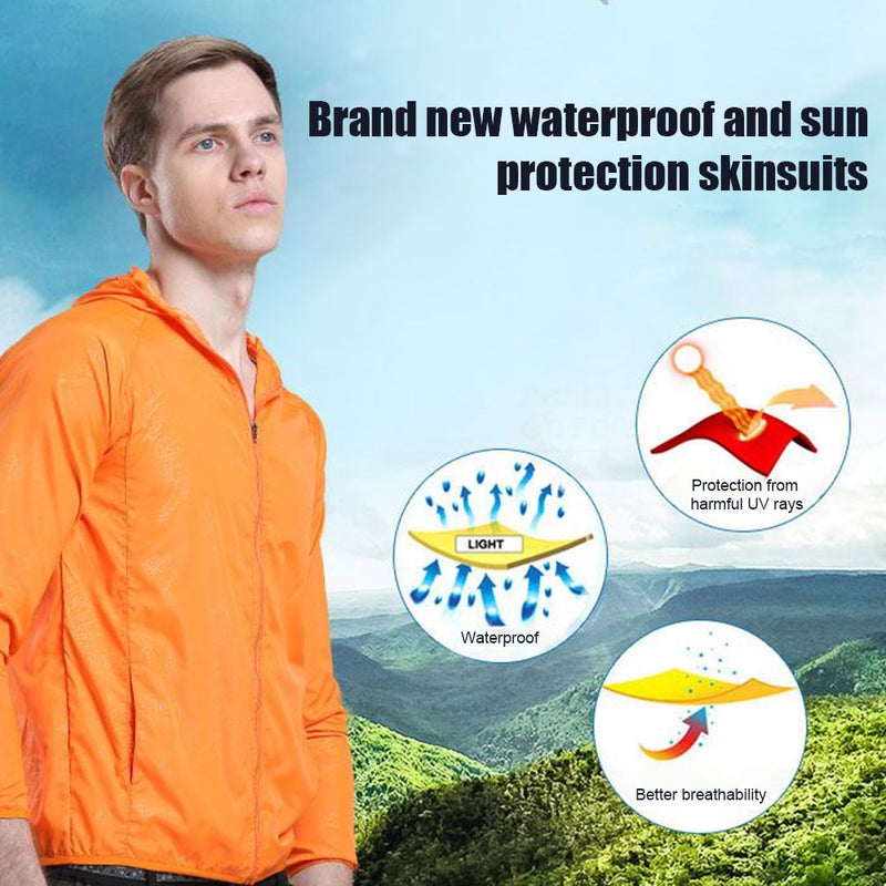 Men Women Sun-Protection Clothing Jackets Quick Dry Waterproof Windbreaker Windproof Ultra-Light Pockets Outdoor Hiking with Storage Bag - Image 2