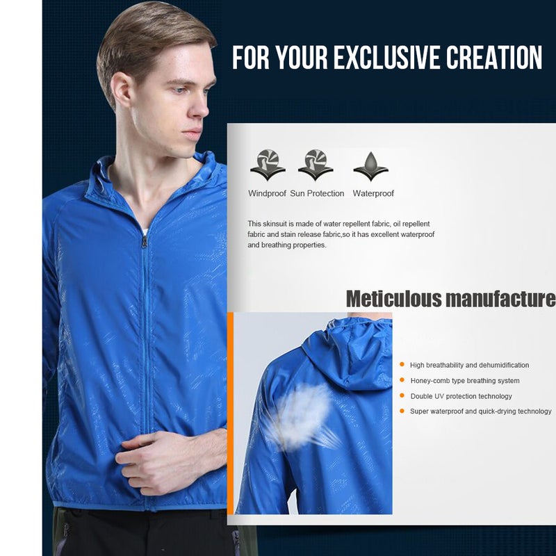Men Women Sun-Protection Clothing Jackets Quick Dry Waterproof Windbreaker Windproof Ultra-Light Pockets Outdoor Hiking with Storage Bag - Image 3