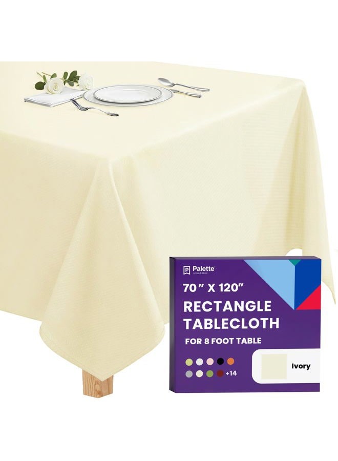 Gee Di Moda Rectangle Tablecloth - 70 x 120 Inch | Ivory Rectangular Table Cloth in Washable Polyester | Great for Buffet Table, Parties, Holiday Dinner, Wedding & Baby Shower - Image 1