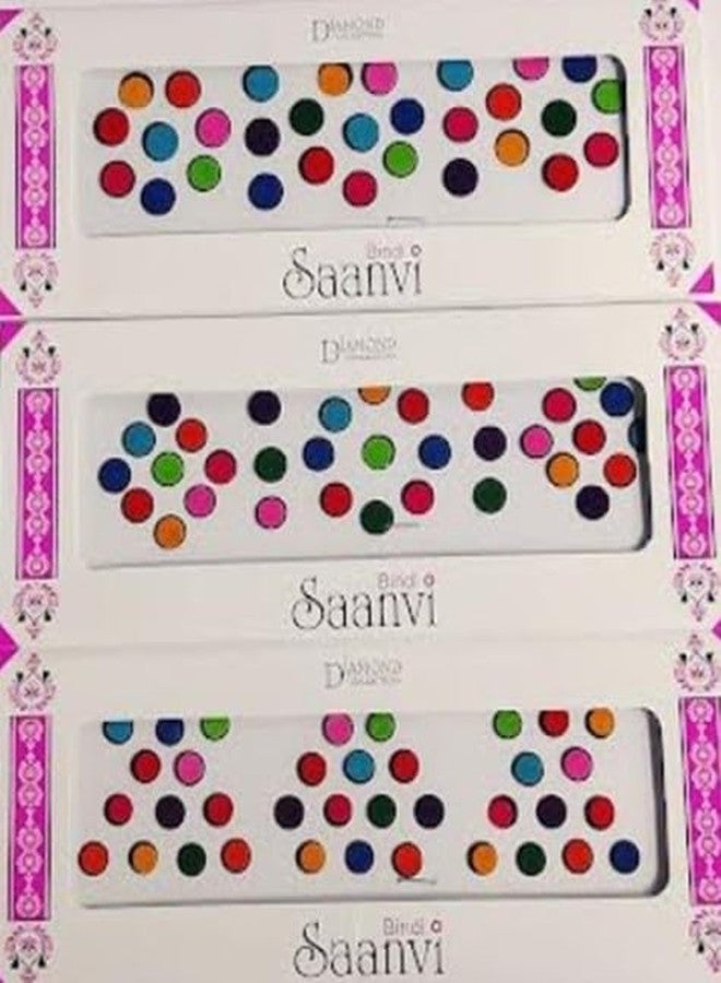 Sujit Enterprise-Plain Multicolour Round Shape Small Size Fancy Sticker Kumkum Bindi Forehead Bindiya with Black Border for Women Girls & Ladies Pack of 3 Seat (Size- 3mm) - Image 2