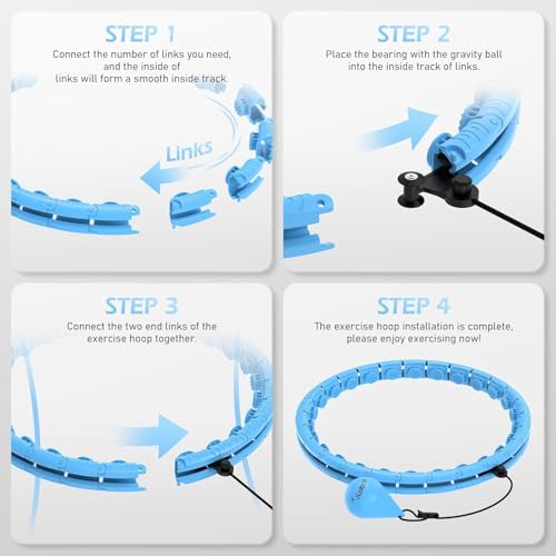 EIZOOU Weighted Hula Circle with 24 Links Infinity Fitness Hoop Plus Size Smart Exercise Equipment for Adults Weight Loss (Multicolour_52 Inch) - Image 3