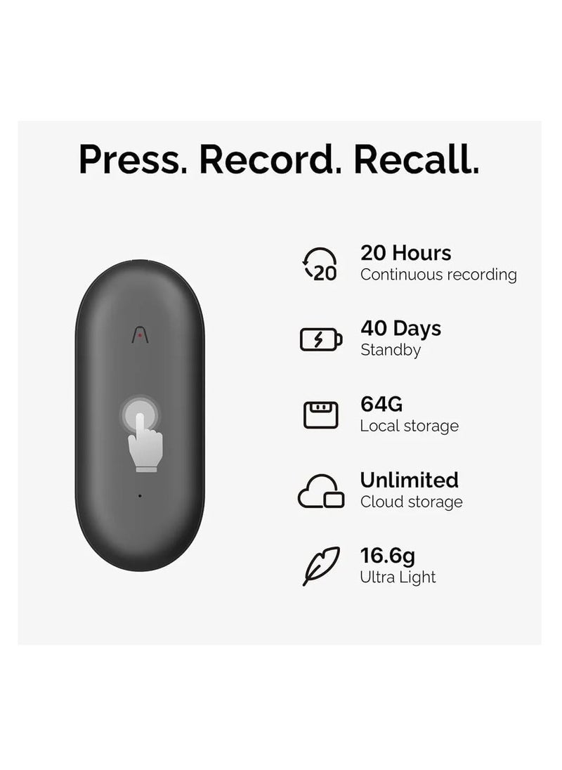 PLAUD NotePIN AI Voice Recorder – Wearable, App-Controlled, Transcribe & Summarize with ChatGPT, 64GB Memory, Supports 112 Languages, in Cosmic Gray - pzsku/ZB9EF3B63EC00575210C2Z/45/_/1740486584/1ef74b09-e705-4d85-8bc7-709699ec53e6