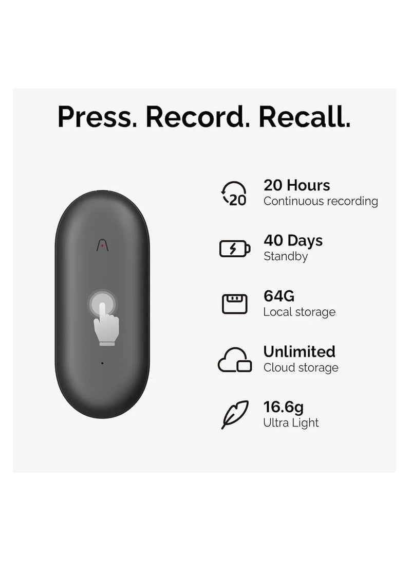PLAUD - PLAUD NotePIN AI Voice Recorder – Wearable, App-Controlled, Transcribe & Summarize with ChatGPT, 64GB Memory, Supports 112 Languages, in Cosmic Gray - Image 1