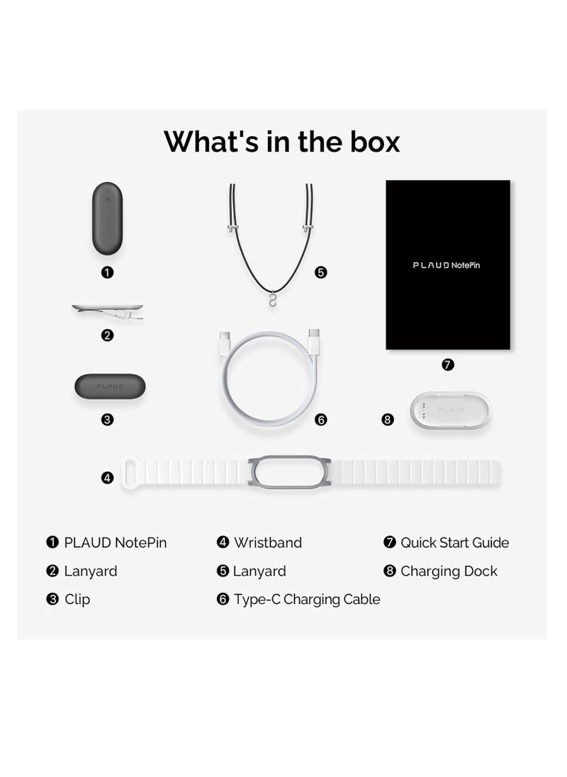 PLAUD - PLAUD NotePIN AI Voice Recorder – Wearable, App-Controlled, Transcribe & Summarize with ChatGPT, 64GB Memory, Supports 112 Languages, in Cosmic Gray - Image 1