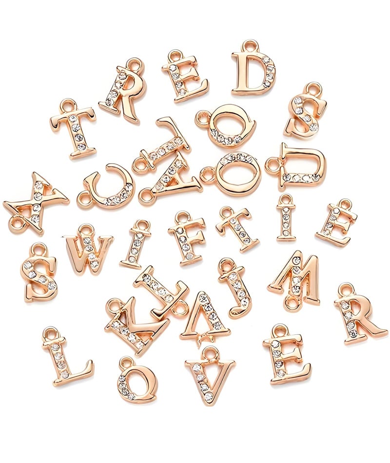 BdelrinQue 26Pcs Alphabet Charms for Jewelry Making, A-Z Alphabet Beads for Bracelets, Bracelet Charms Kit Suitable for DIY Personalized Jewelry, Making Gifts - Image 1