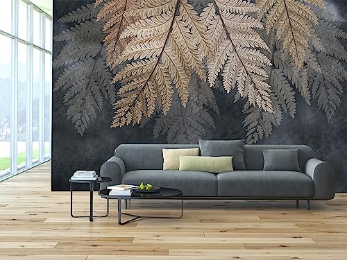 WFBHUAVintage Botanical Leaf Wallpaper Mural Dark Plant Leaves Wall Murals Decor for Living Room BedroomNot Peel and Stick - Image 3