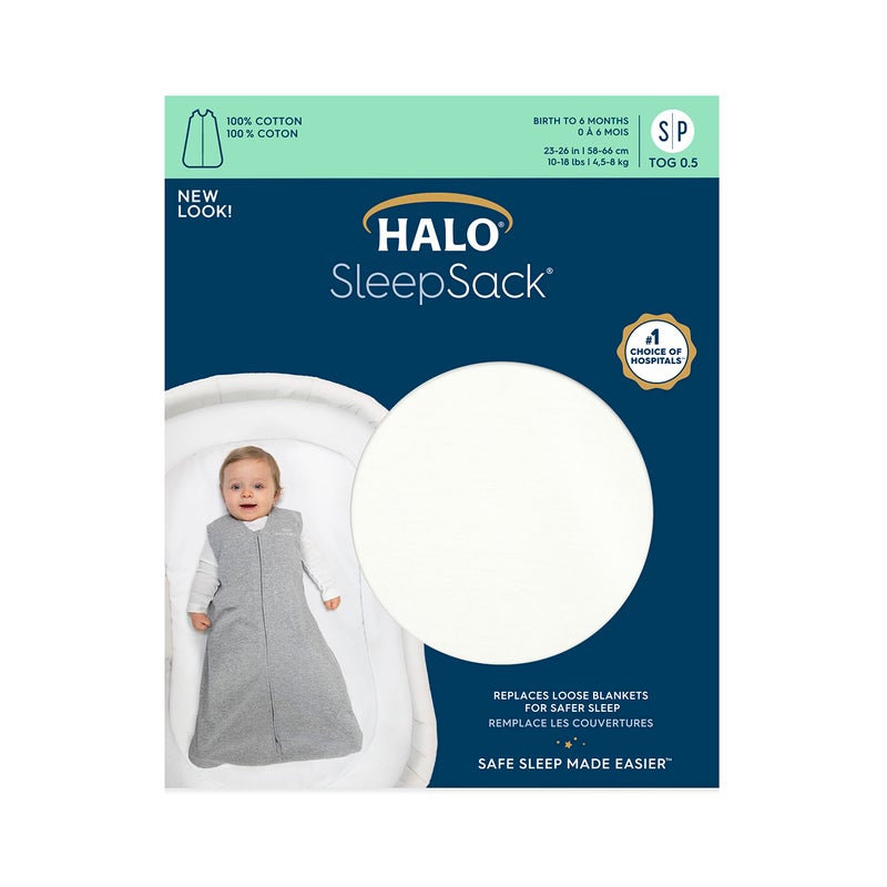 HALO SleepSack, 100% Cotton Wearable Blanket, Swaddle Transition Sleeping Bag, TOG 0.5, Cream, X-Large, 18-24 Months - Image 5