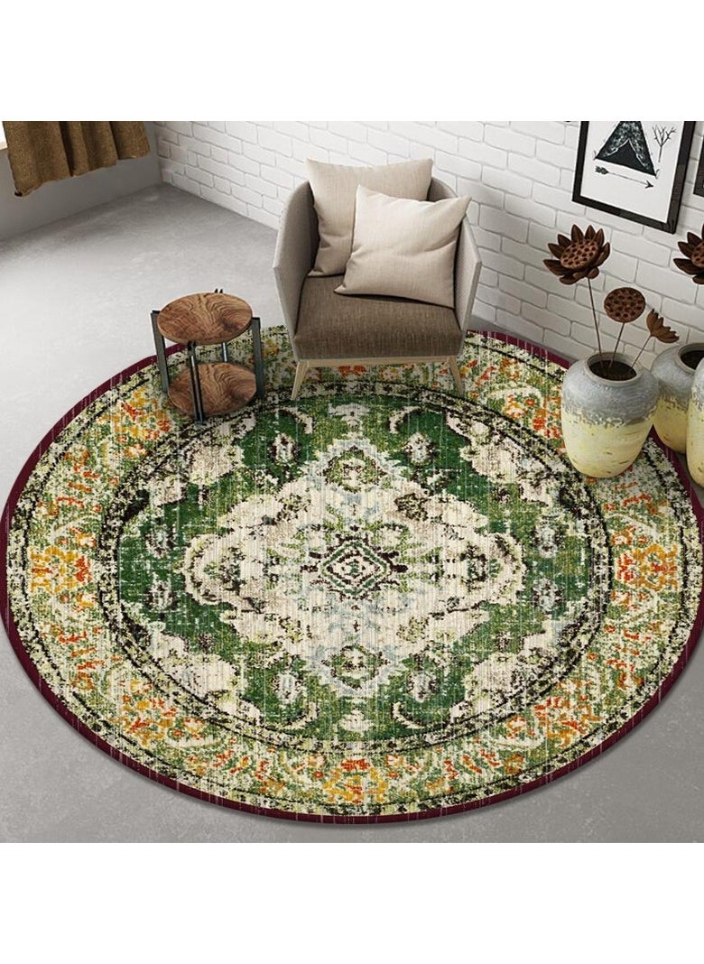 Loquat Polyester Fiber Machine Washable Bohemian Style Circular Carpet  - Image 1